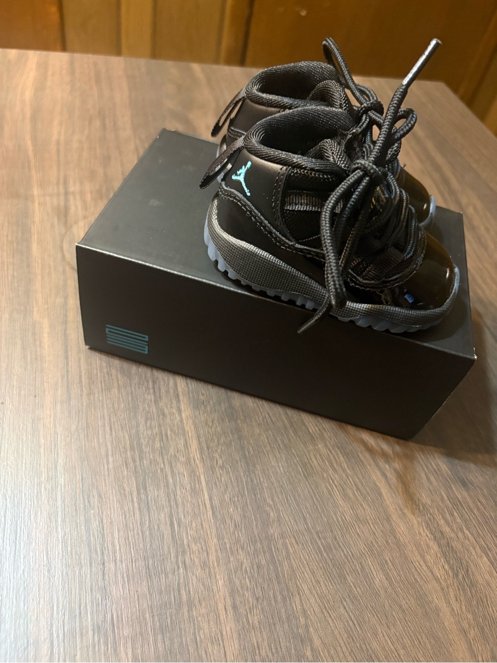 Jordan Baby Black with Teal Jumpman Infant Sneakers